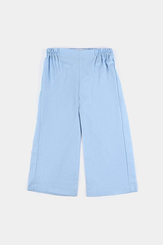 Girls Poly Crinkle Emb Co-Ord Set Frill Collor - Blue