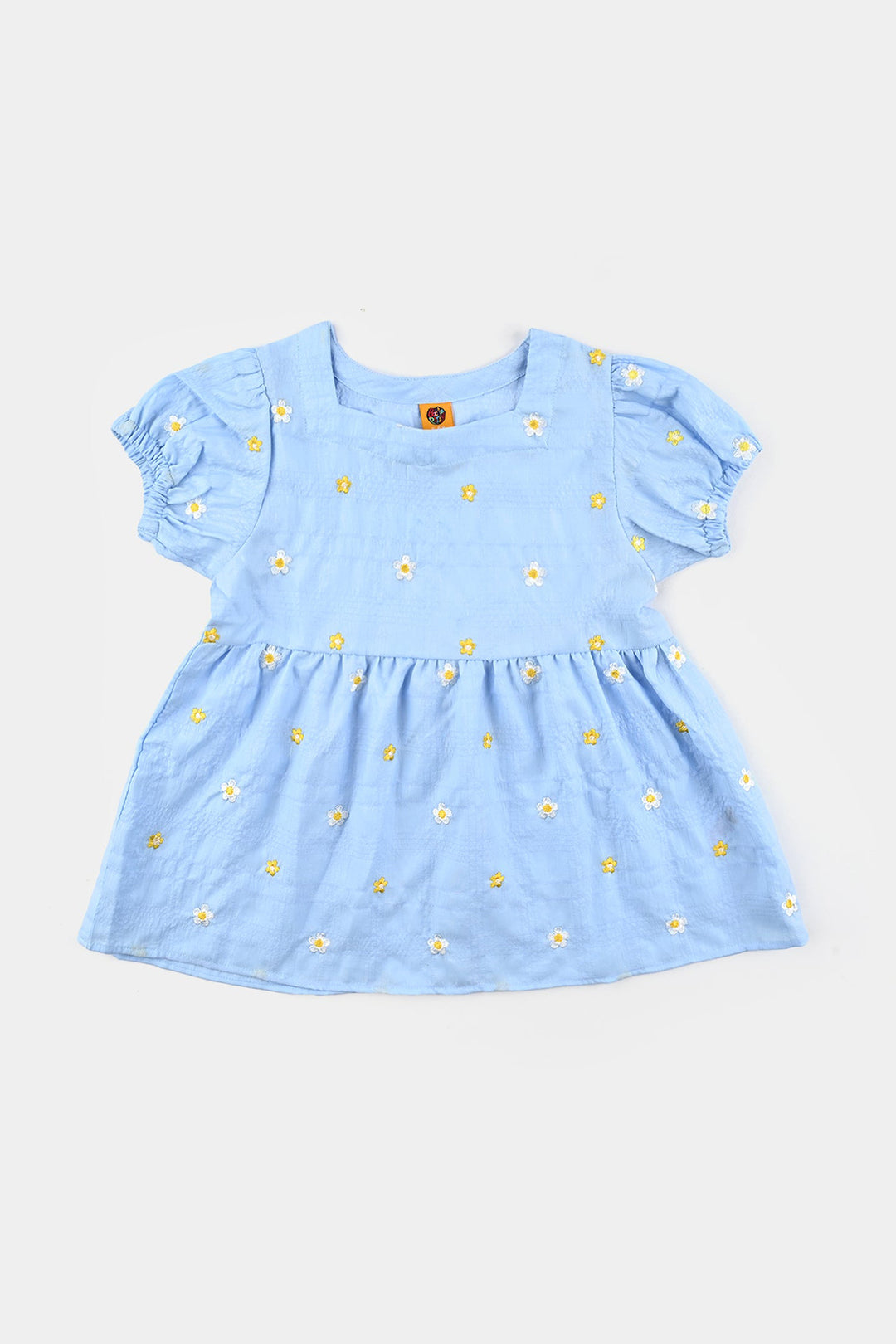 Girls Poly Crinkle Emb Top Bubble Up-Blue