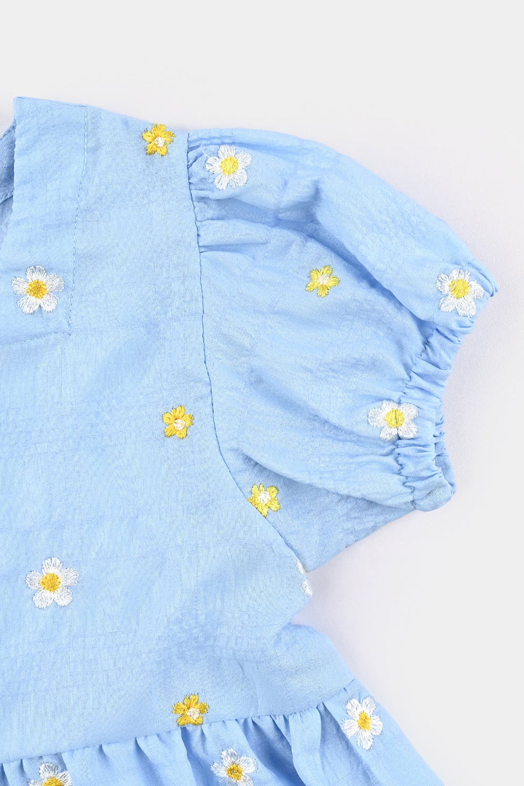 Girls Poly Crinkle Emb Top Bubble Up-Blue