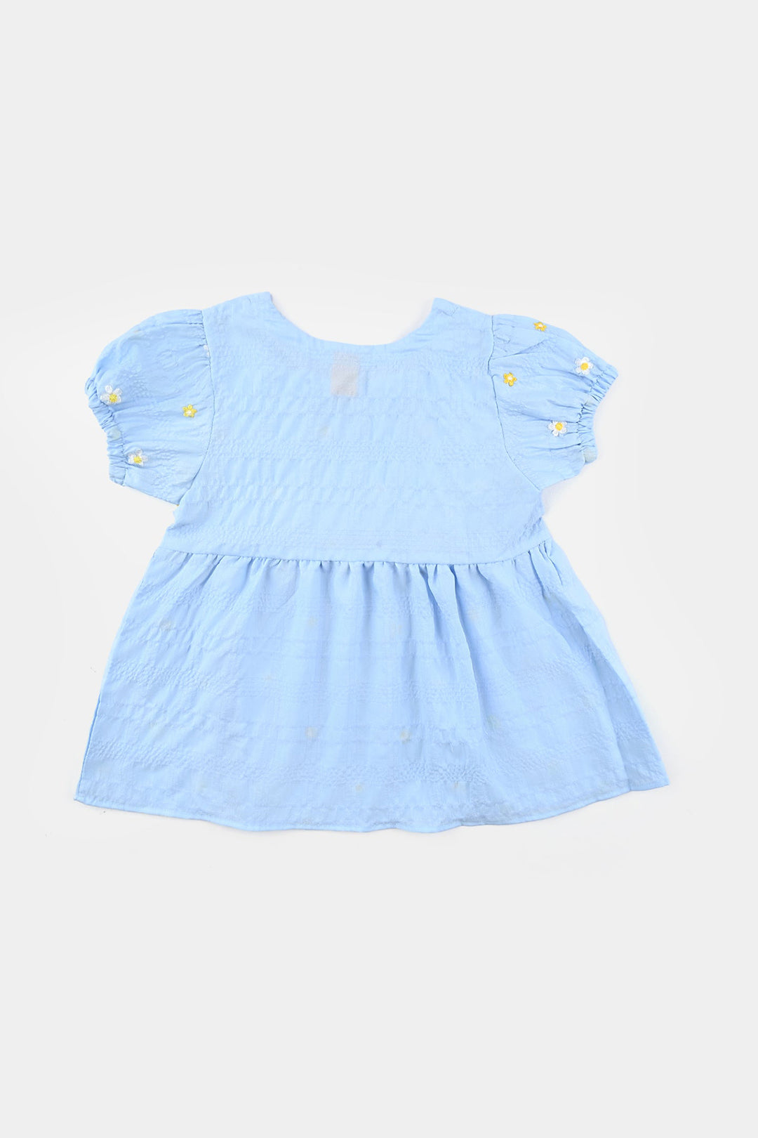 Girls Poly Crinkle Emb Top Bubble Up-Blue