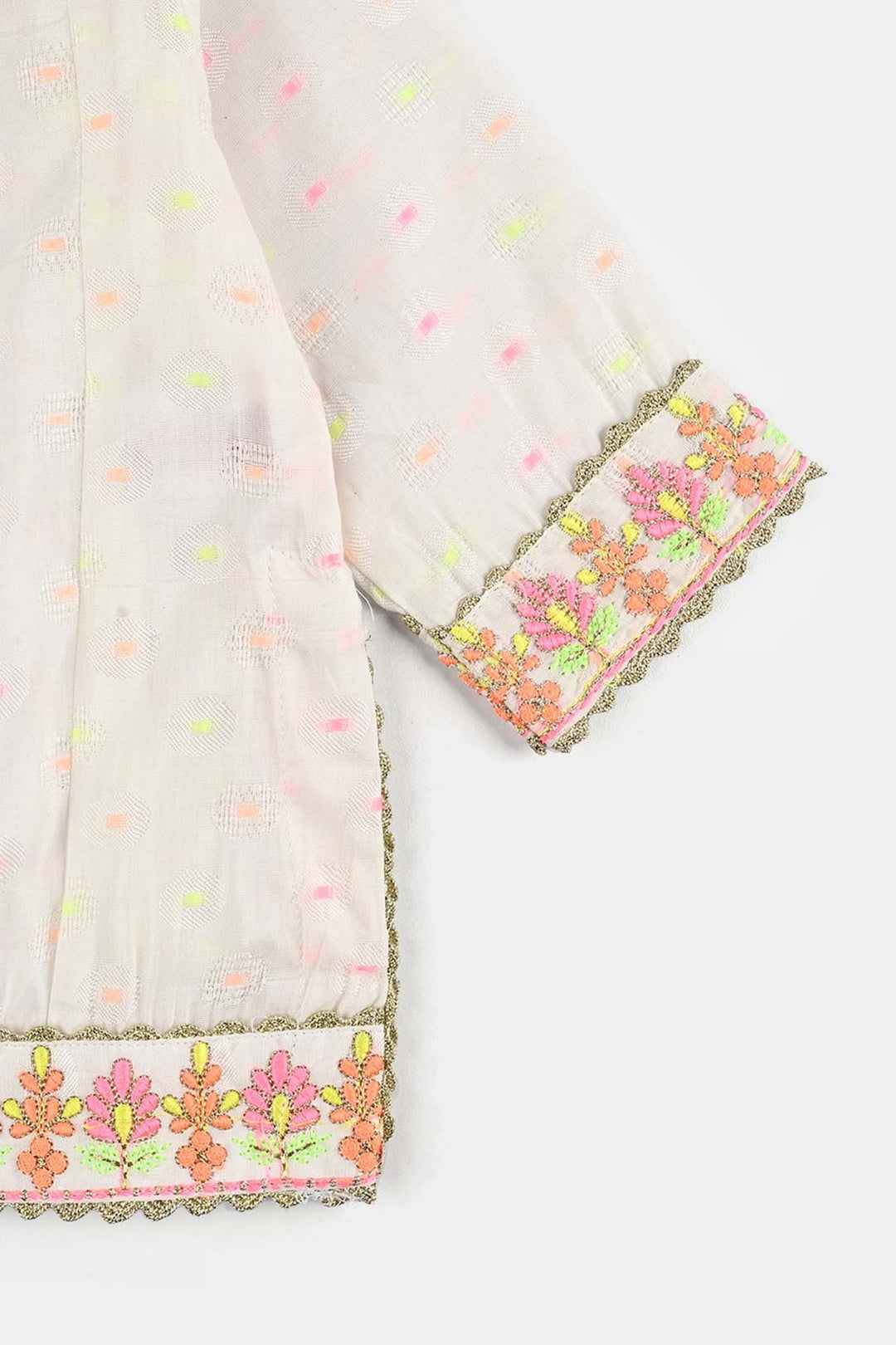 Infant Girls Jacquard 2 Pcs Neon-WHITE