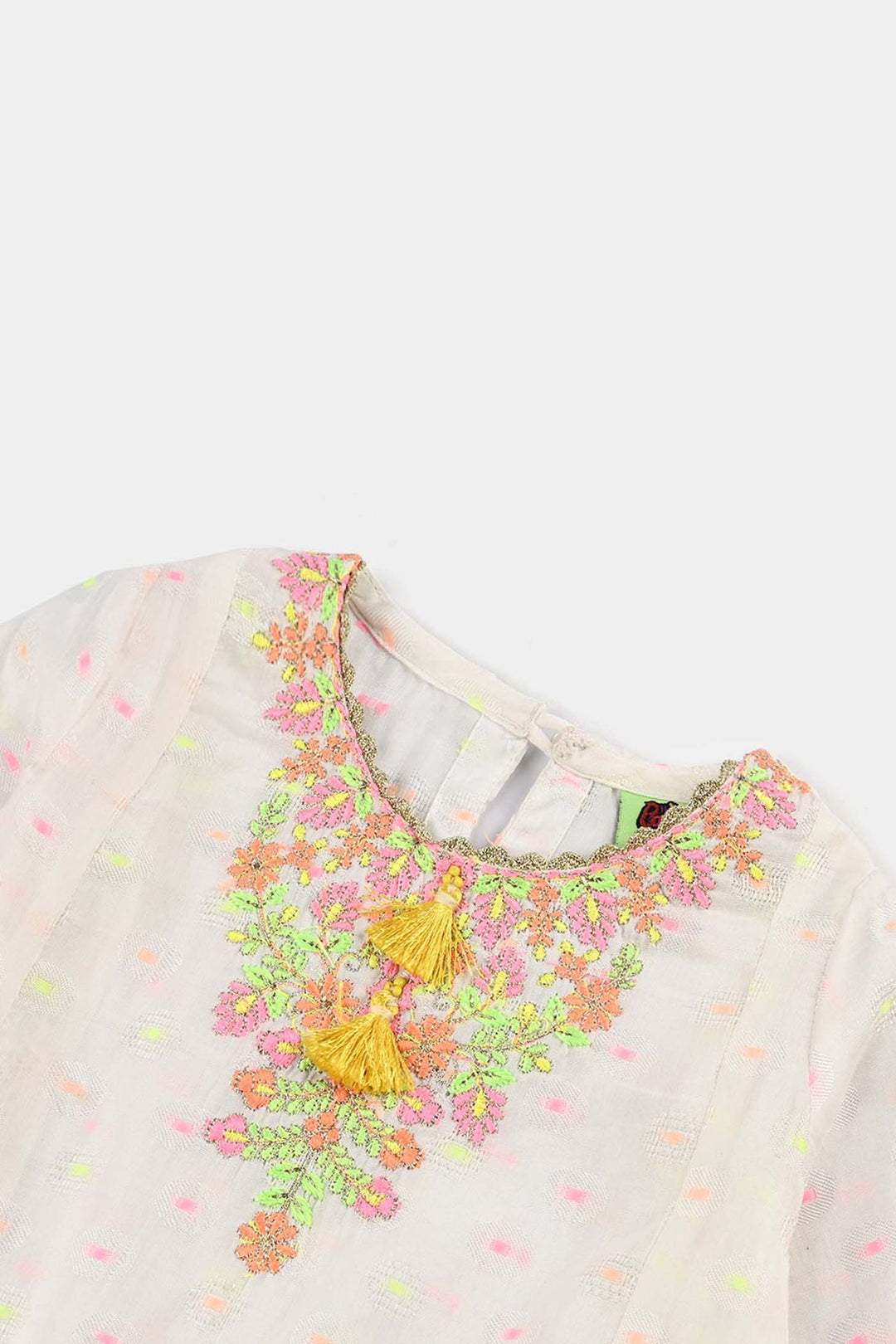 Infant Girls Jacquard 2 Pcs Neon-WHITE