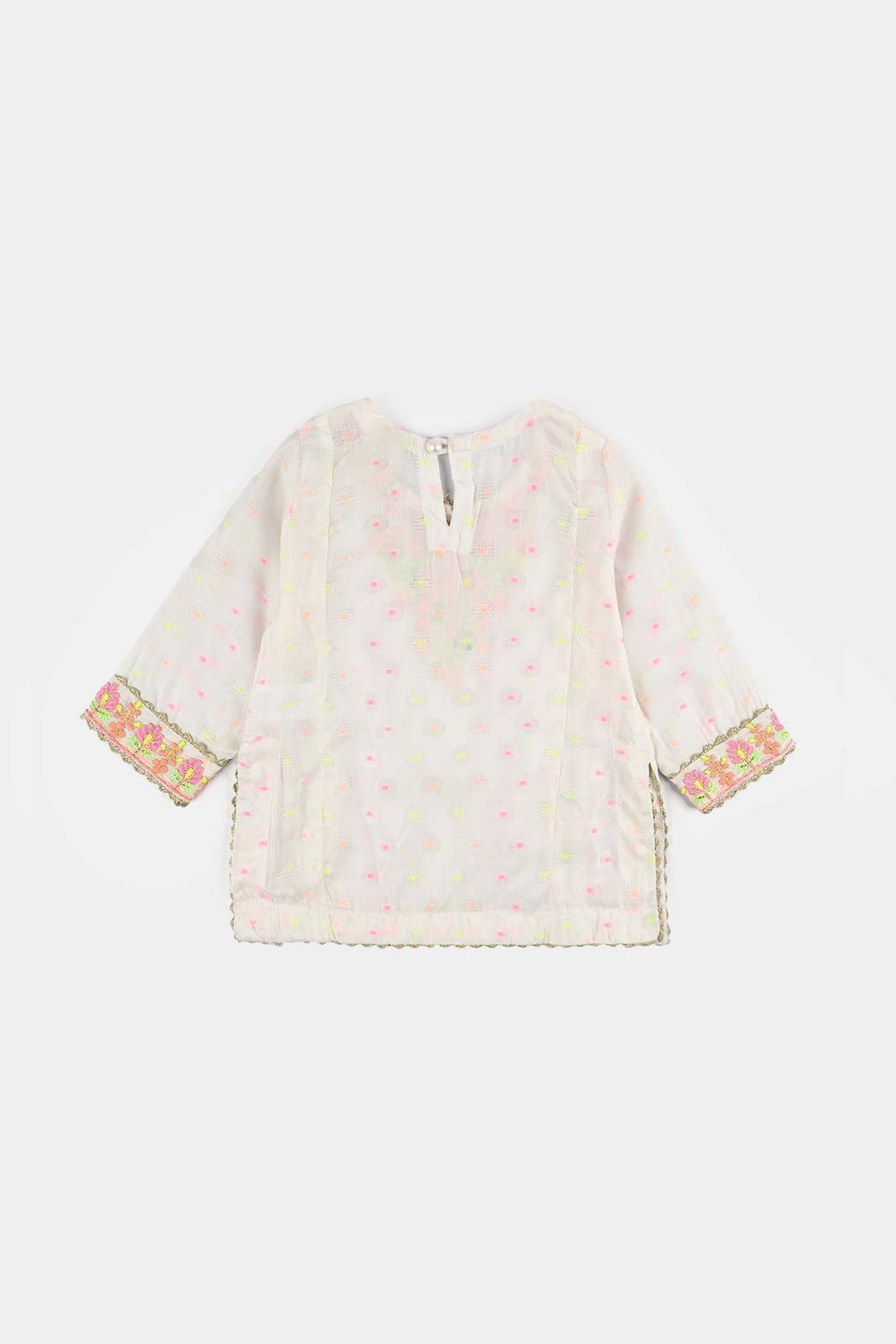 Infant Girls Jacquard 2 Pcs Neon-WHITE