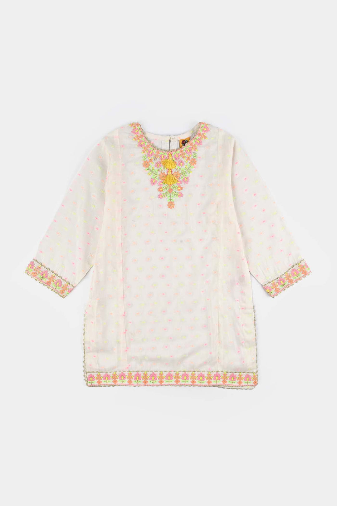 Girls Jacquard 2 Pcs Neon-WHITE