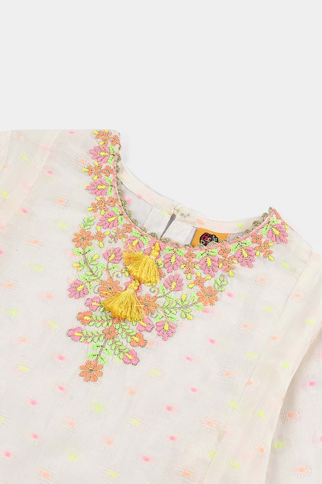 Girls Jacquard 2 Pcs Neon-WHITE