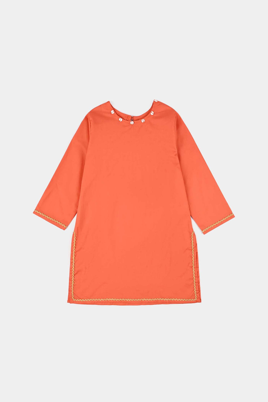 Girls Cotton Poplin Emb 3 Pcs Noir - ORANGE