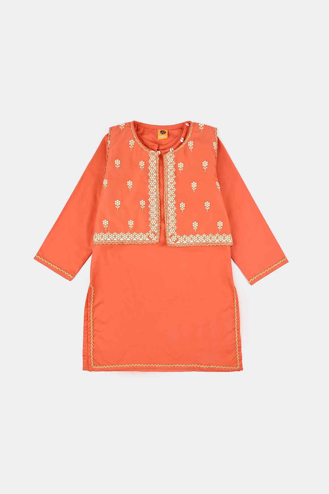 Girls Cotton Poplin Emb 3 Pcs Noir - ORANGE