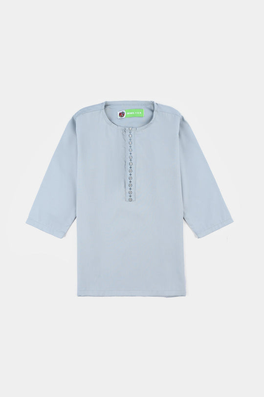 Infant Boys Poly Viscose Kurta Pajama (Lurex Dots)-Sky.Grey