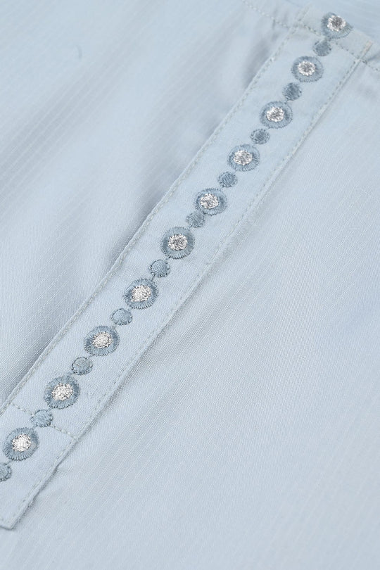 Infant Boys Poly Viscose Kurta Pajama (Lurex Dots)-Sky.Grey