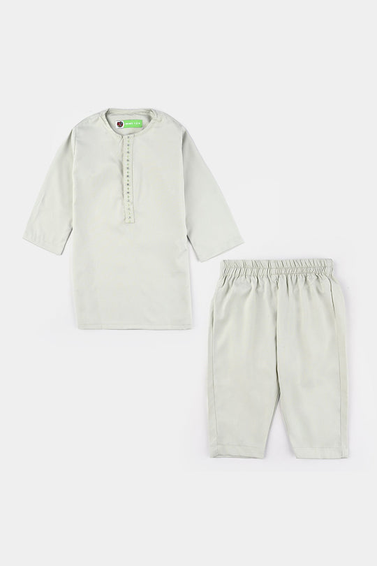 Infant Boys Poly Viscose Kurta Pajama (Lurex Dots)-P.Green