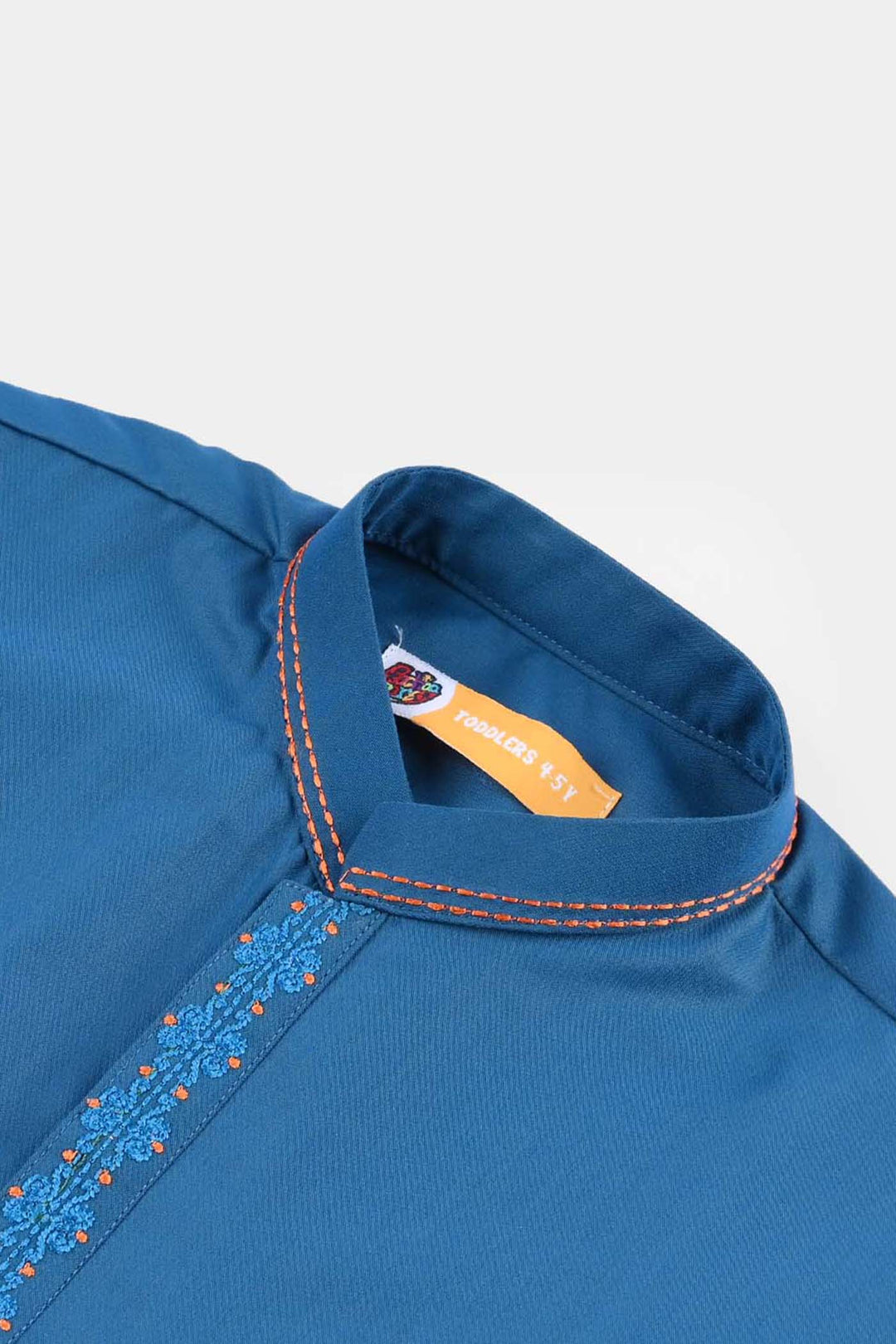 Boys Poly Viscose Embroidered Kurta (Funky)-T.Blue