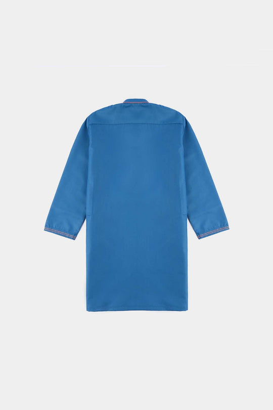 Boys Poly Viscose Embroidered Kurta (Funky)-T.Blue