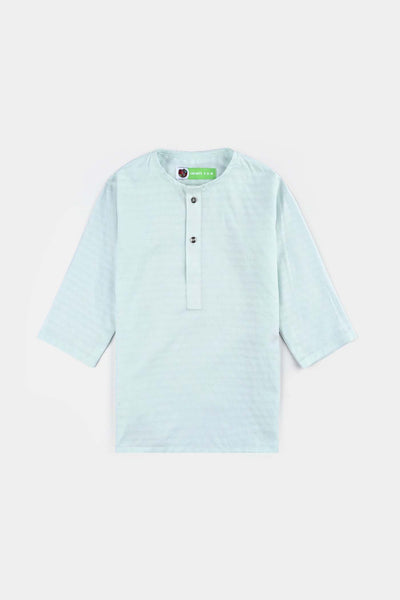 Infant Boys Cotton Jacquard Basic Kurta (Salt Air)-SKY BLUE