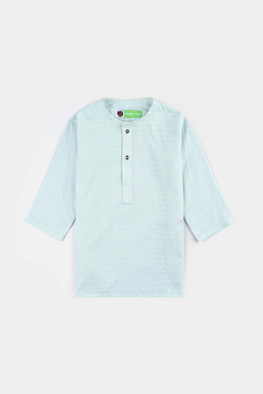 Infant Boys Cotton Jacquard Basic Kurta (Salt Air)-SKY BLUE