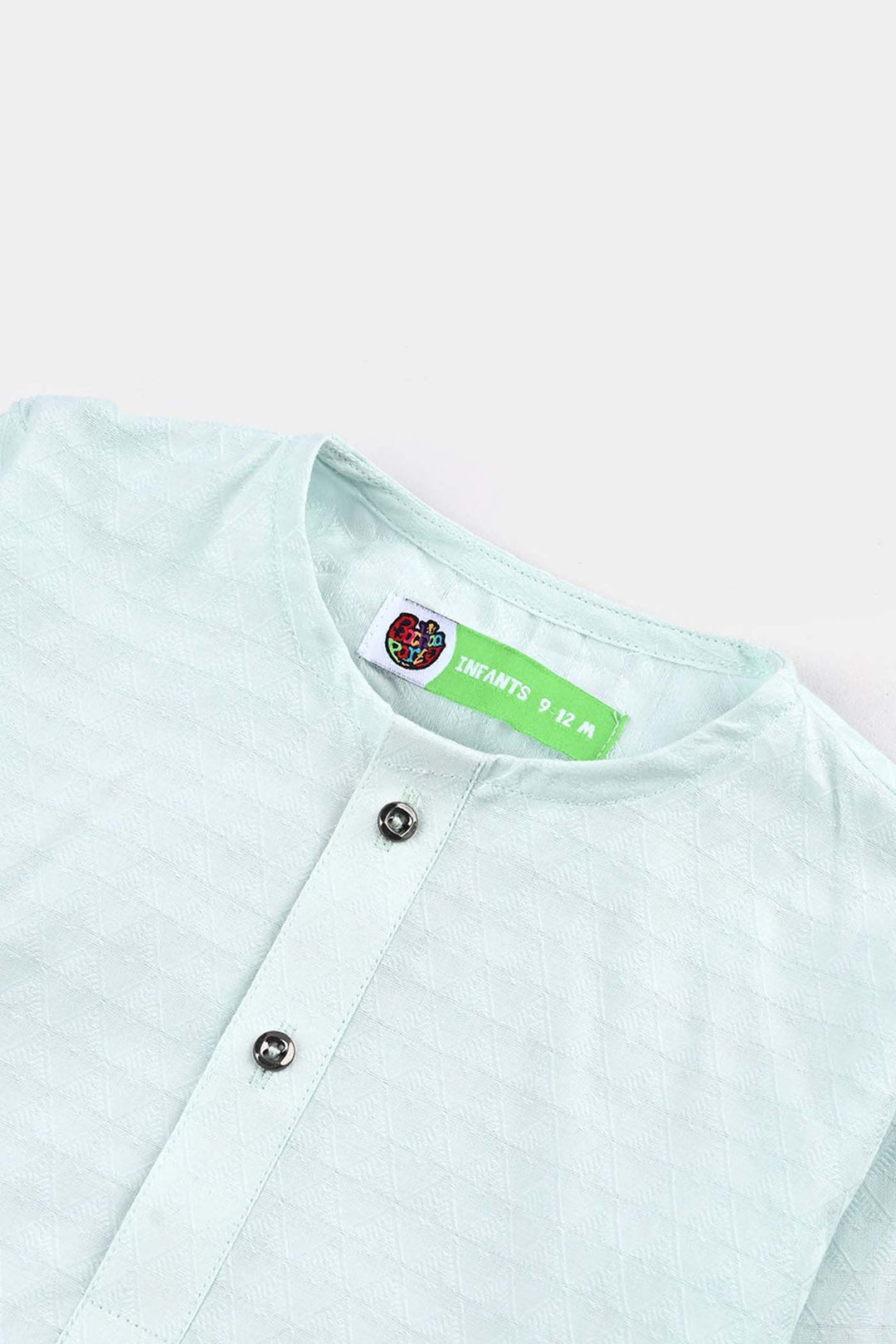 Infant Boys Cotton Jacquard Basic Kurta (Salt Air)-SKY BLUE