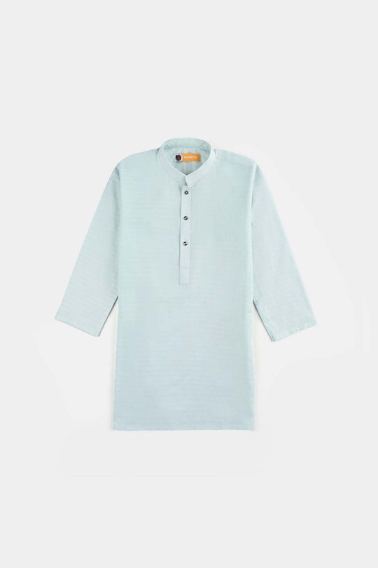 Boys Cotton Jacquard Basic Kurta (Salt Air)-SKY BLUE