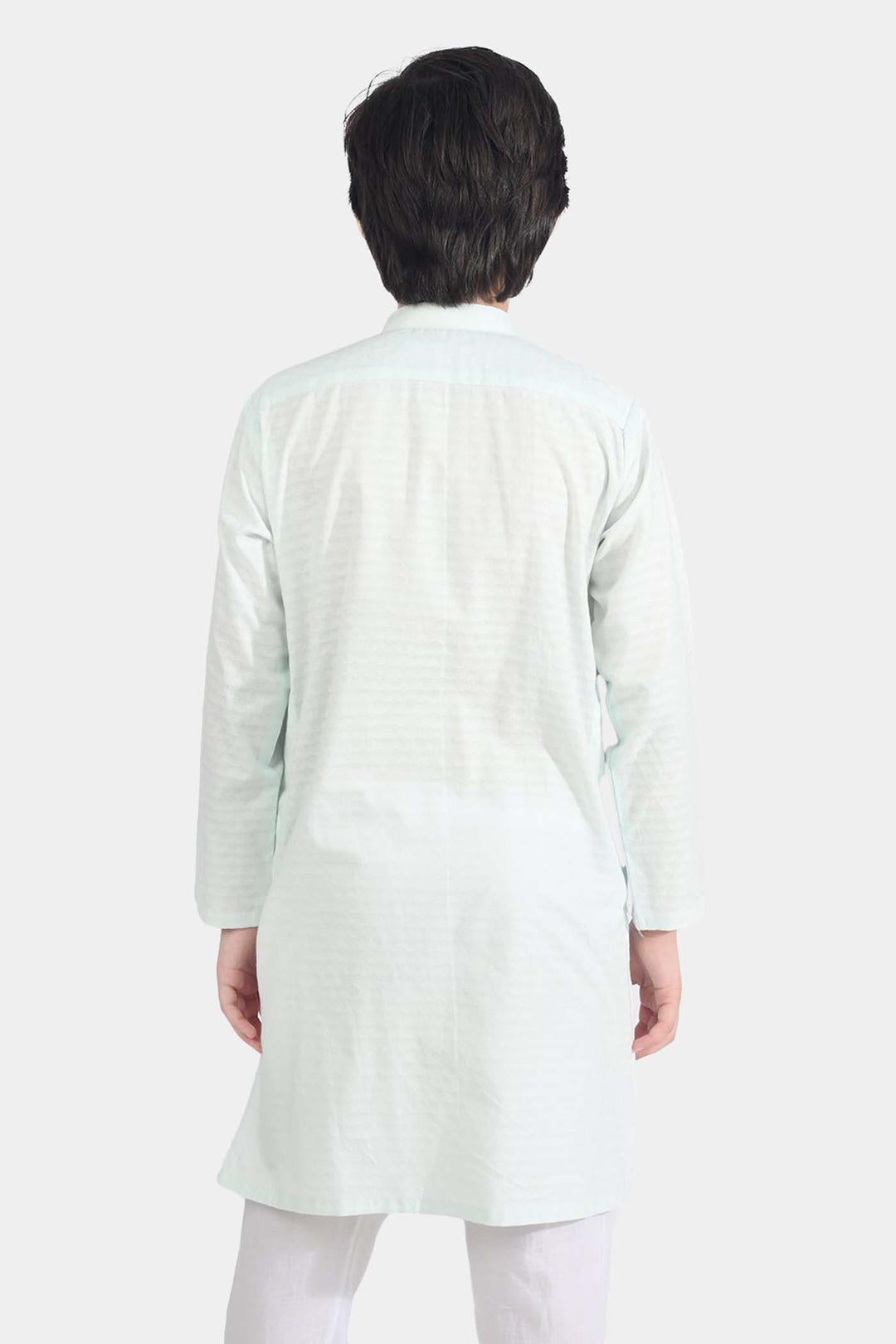 Boys Cotton Jacquard Basic Kurta (Salt Air)-SKY BLUE
