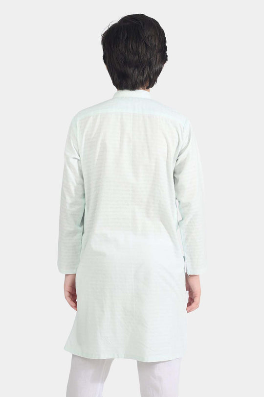 Boys Cotton Jacquard Basic Kurta (Salt Air)-SKY BLUE