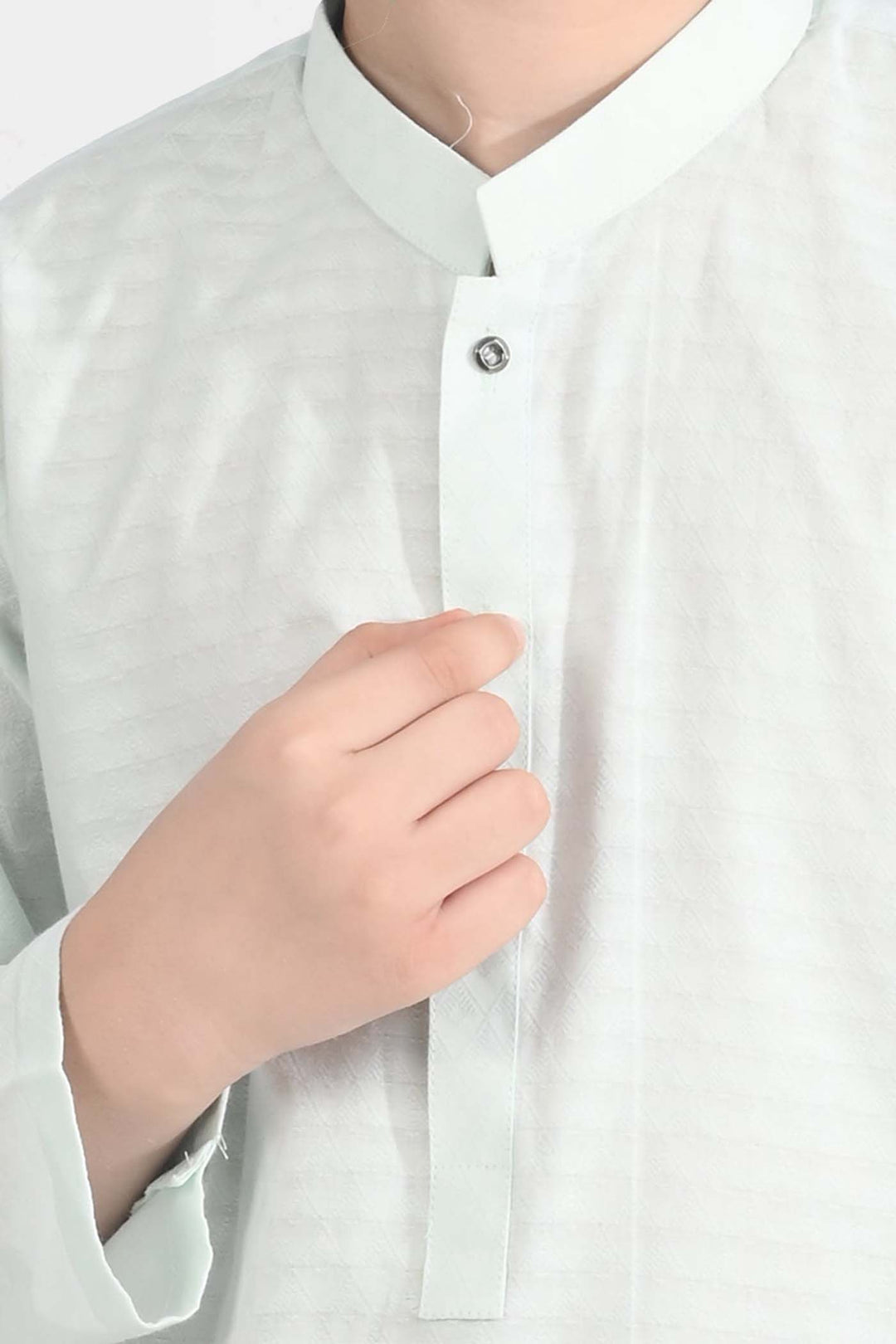 Boys Cotton Jacquard Basic Kurta (Salt Air)-SKY BLUE