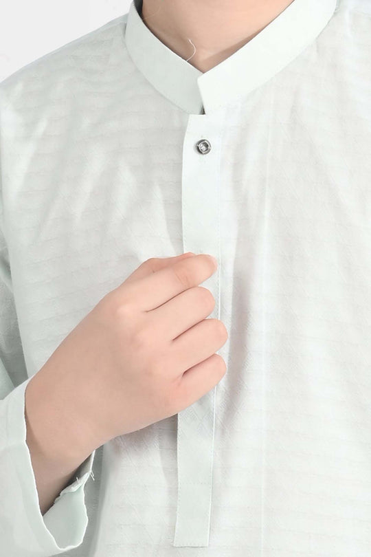Boys Cotton Jacquard Basic Kurta (Salt Air)-SKY BLUE