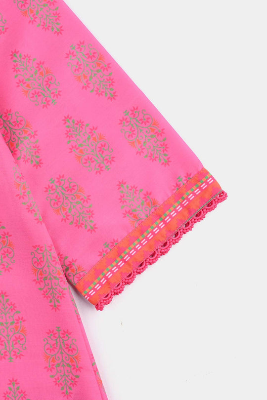 Girls Poly Cambric Printed 2 Pcs Bliss-Pink