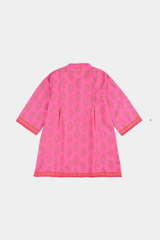 Girls Poly Cambric Printed 2 Pcs Bliss-Pink
