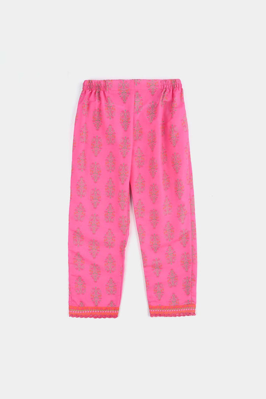 Girls Poly Cambric Printed 2 Pcs Bliss-Pink