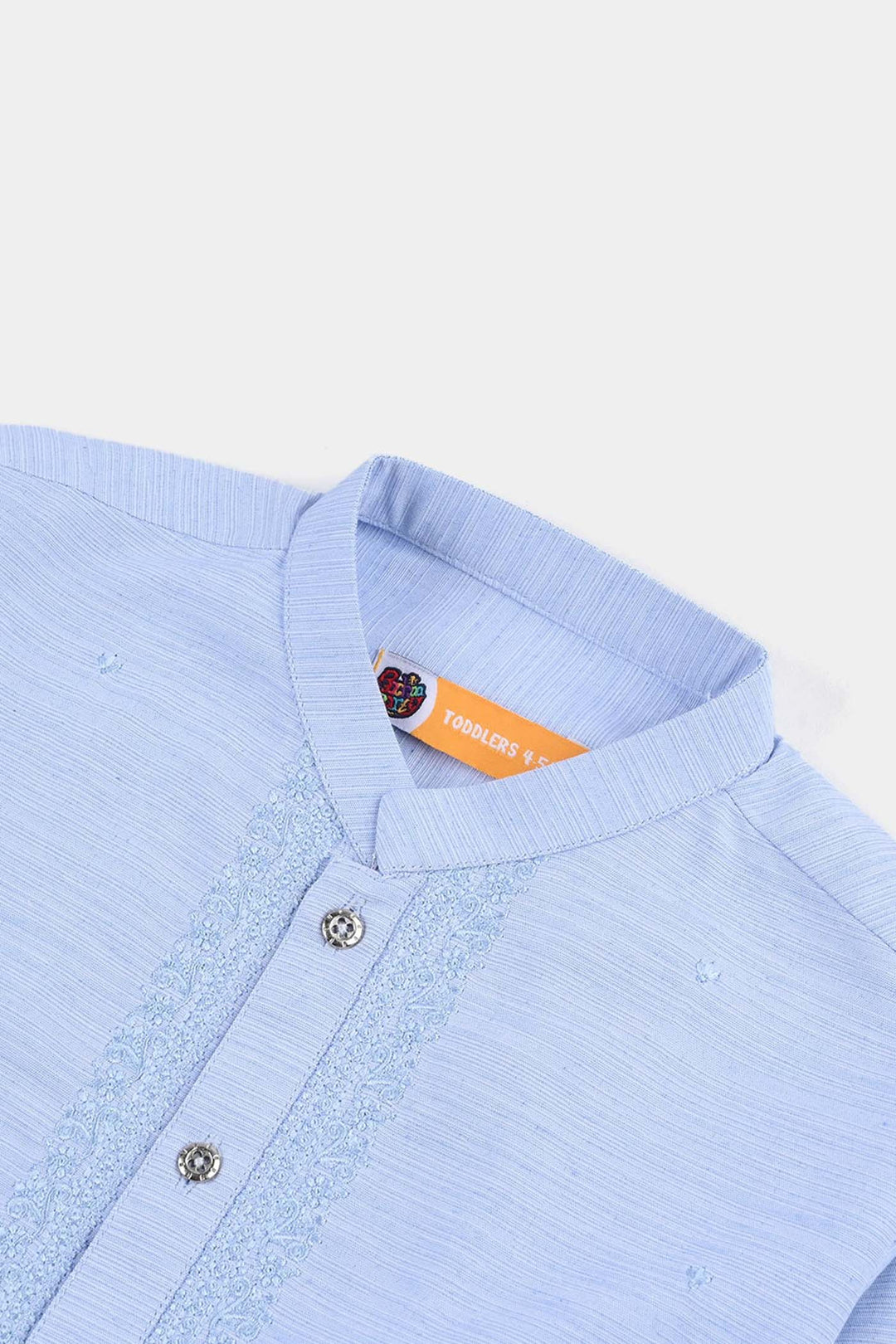 Boys Poly Viscose Embroidered Kurta (Slub EMB)-L.Blue