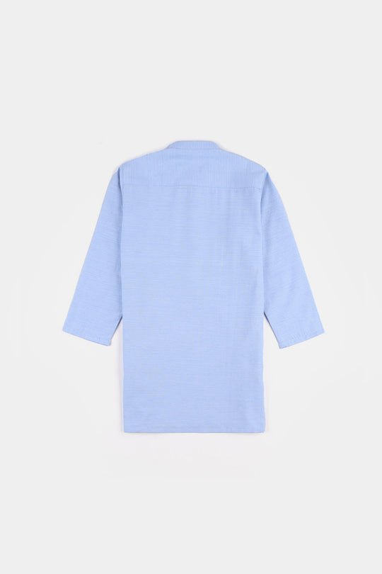 Boys Poly Viscose Embroidered Kurta (Slub EMB)-L.Blue