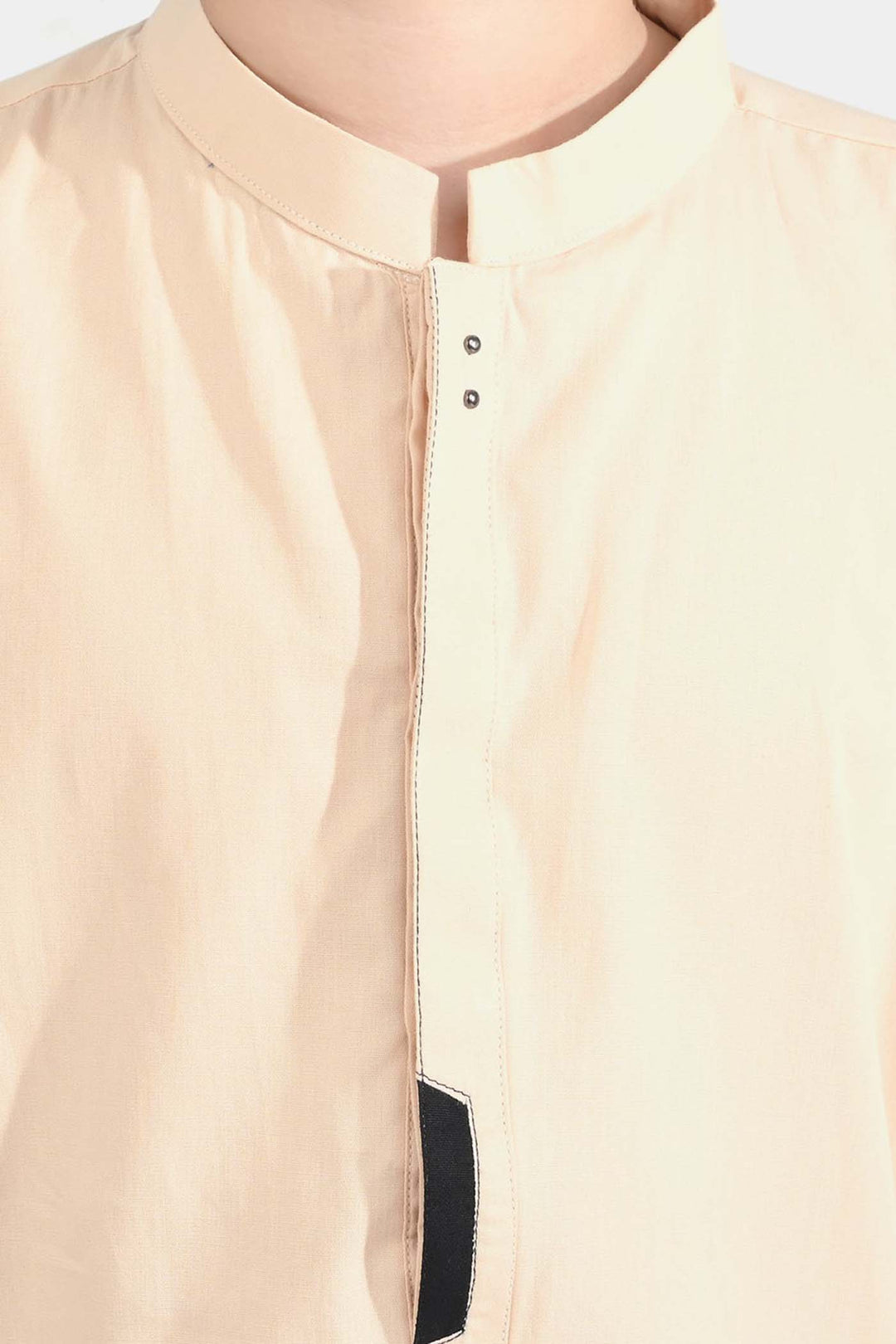 Boys Cotton Poplin Embroidered Kurta (Seaport)-BEIGE