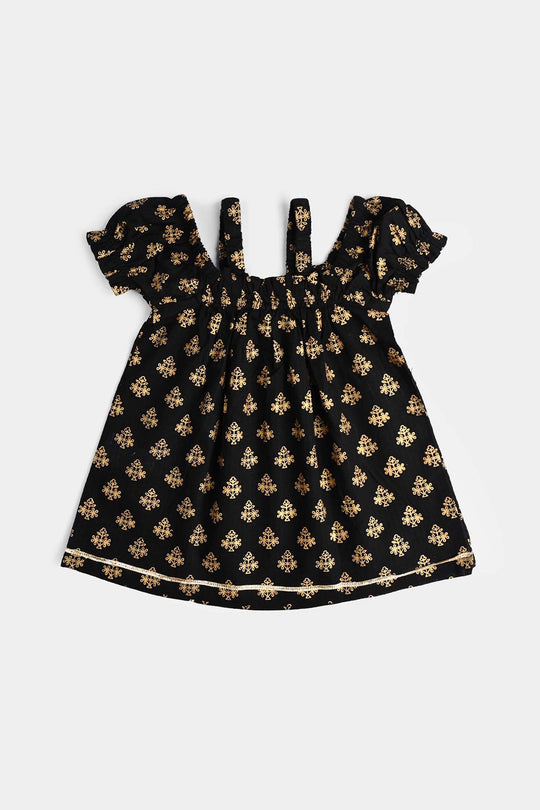 Infant Girls Cotton Printed 2Pcs Dua-BLACK