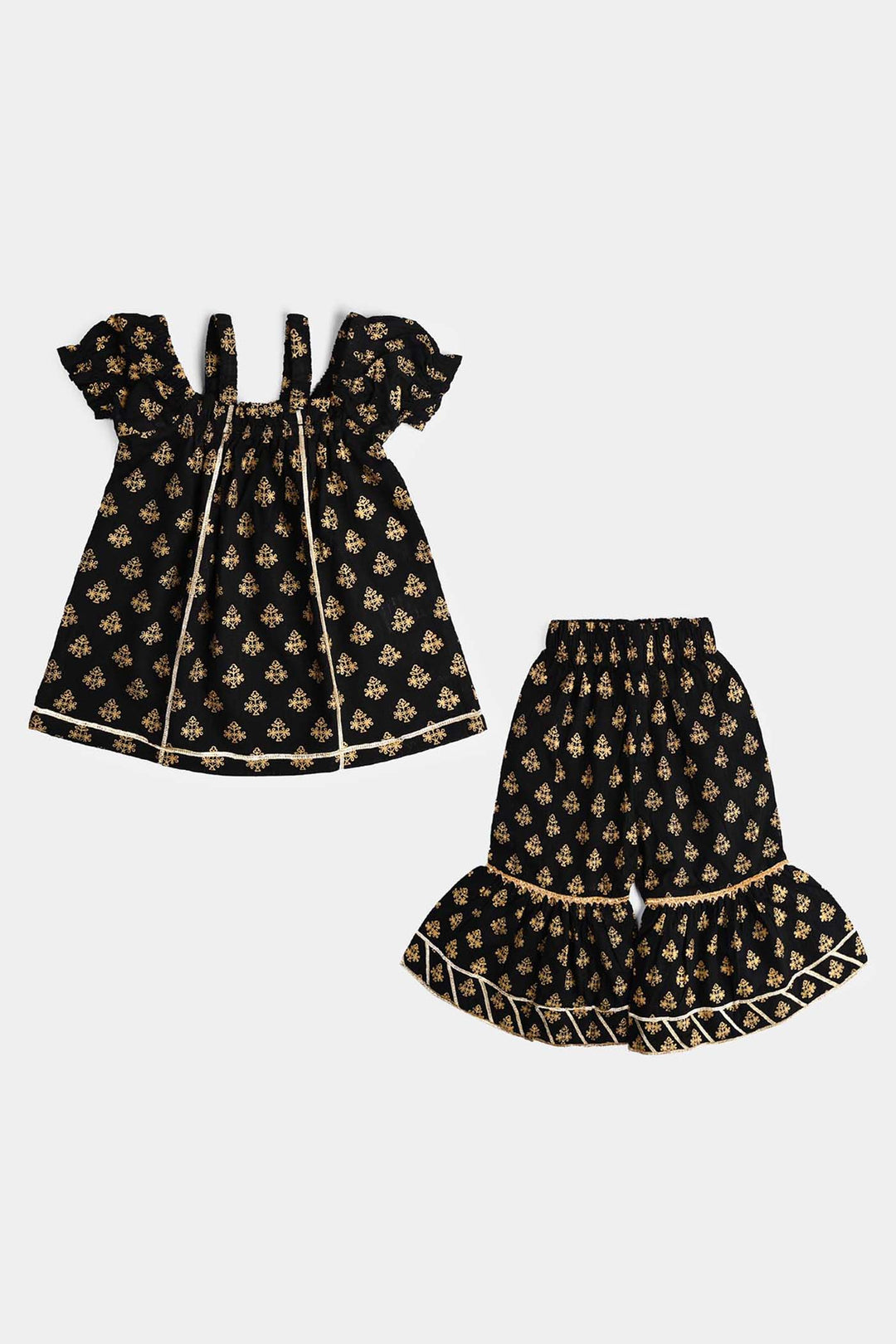 Infant Girls Cotton Printed 2Pcs Dua-BLACK