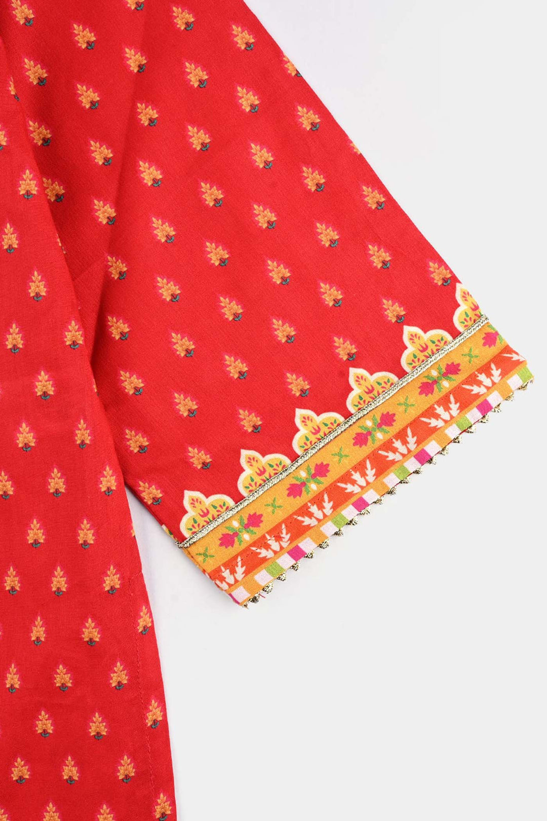 Girls Cotton Poplin Printed Kurti Rose-RED