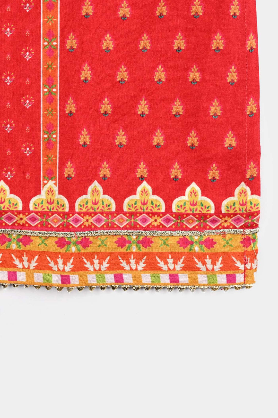 Girls Cotton Poplin Printed Kurti Rose-RED