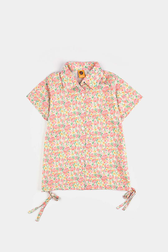 Girls Cotton Poplin Casual Top Baby Floral-Multi