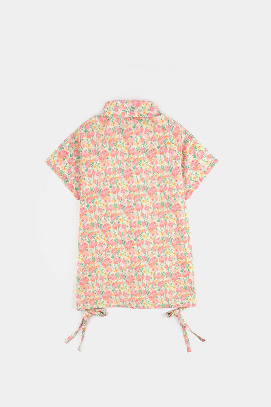Girls Cotton Poplin Casual Top Baby Floral-Multi