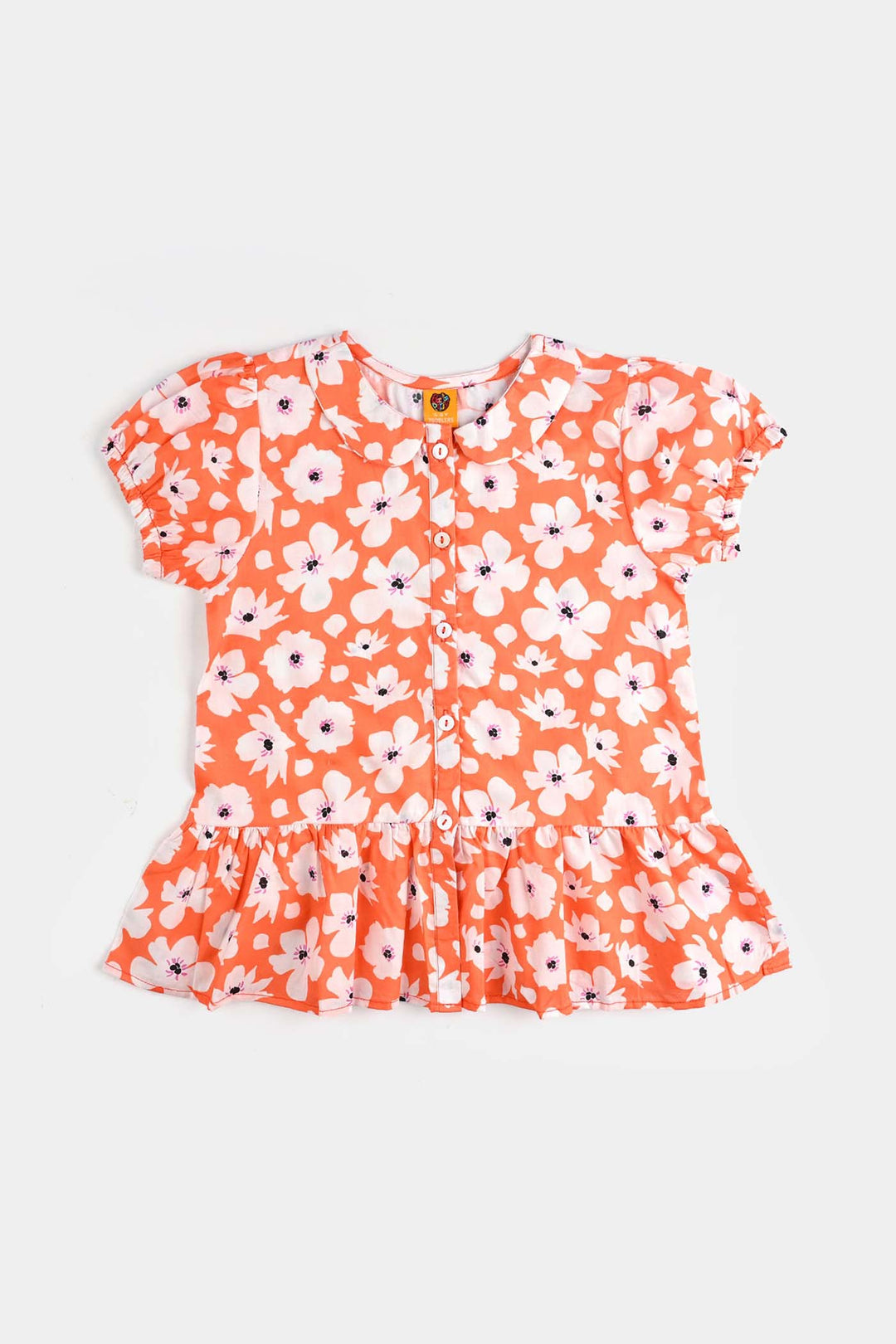 Girls Cotton Poplin Co-Ord Set Pastel-ORANGE