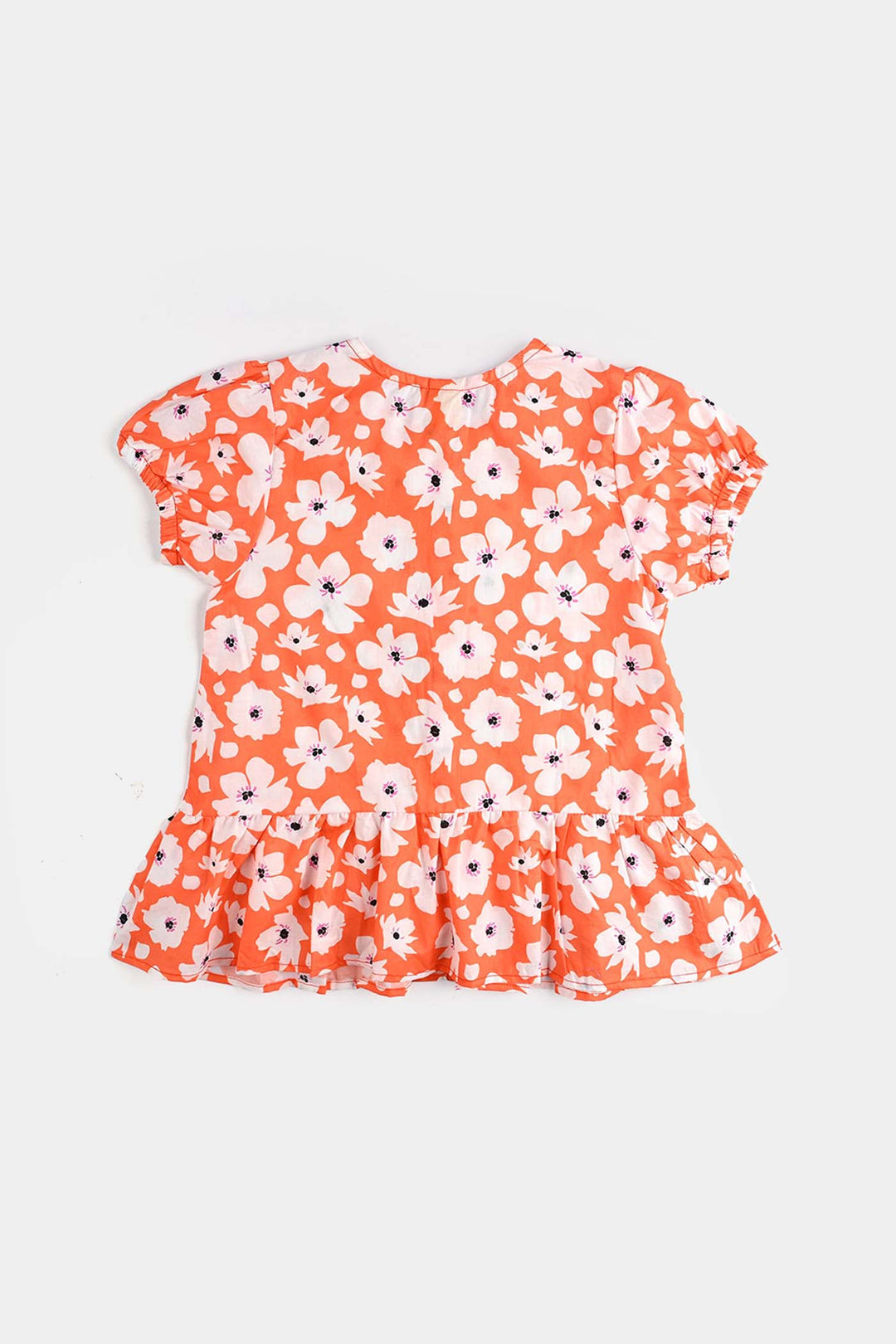 Girls Cotton Poplin Co-Ord Set Pastel-ORANGE