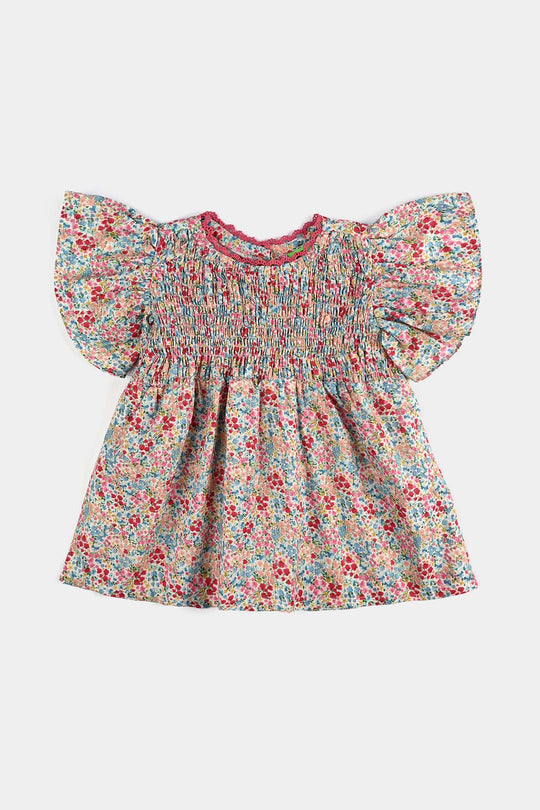 Infant Girls Cotton Poplin Casual Frock-Multi