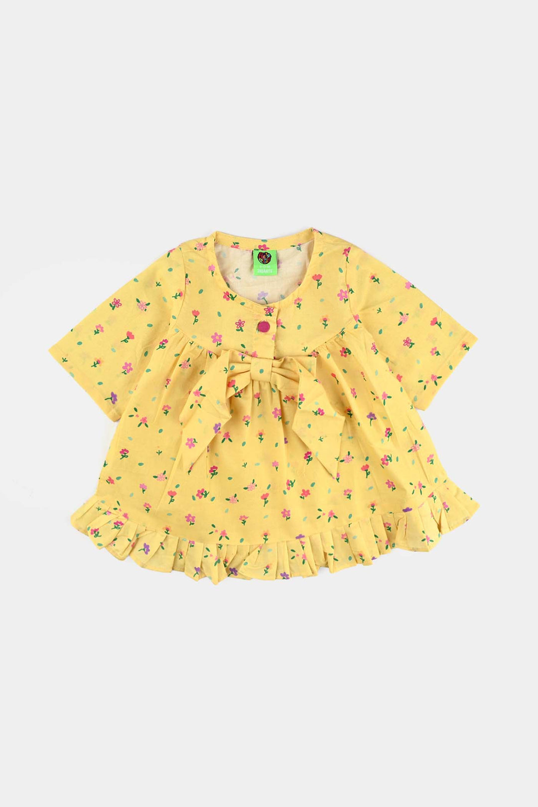 Infant Girls Cotton Poplin Casual Frock Yellow