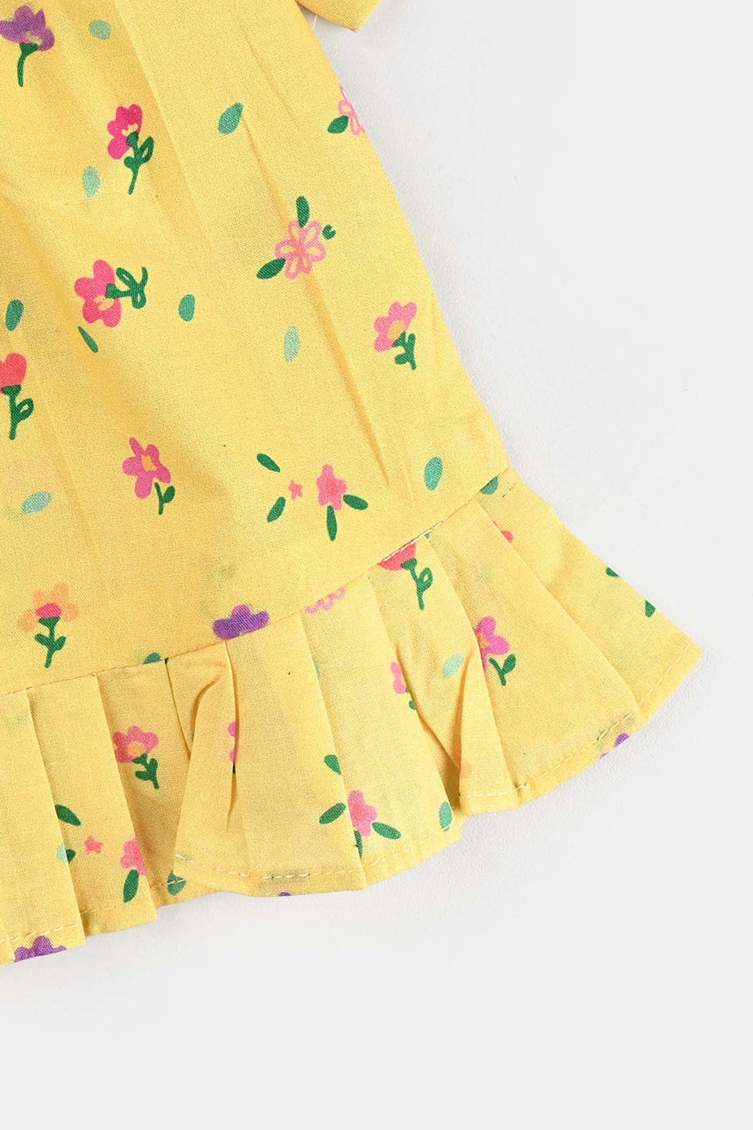 Infant Girls Cotton Poplin Casual Frock Yellow