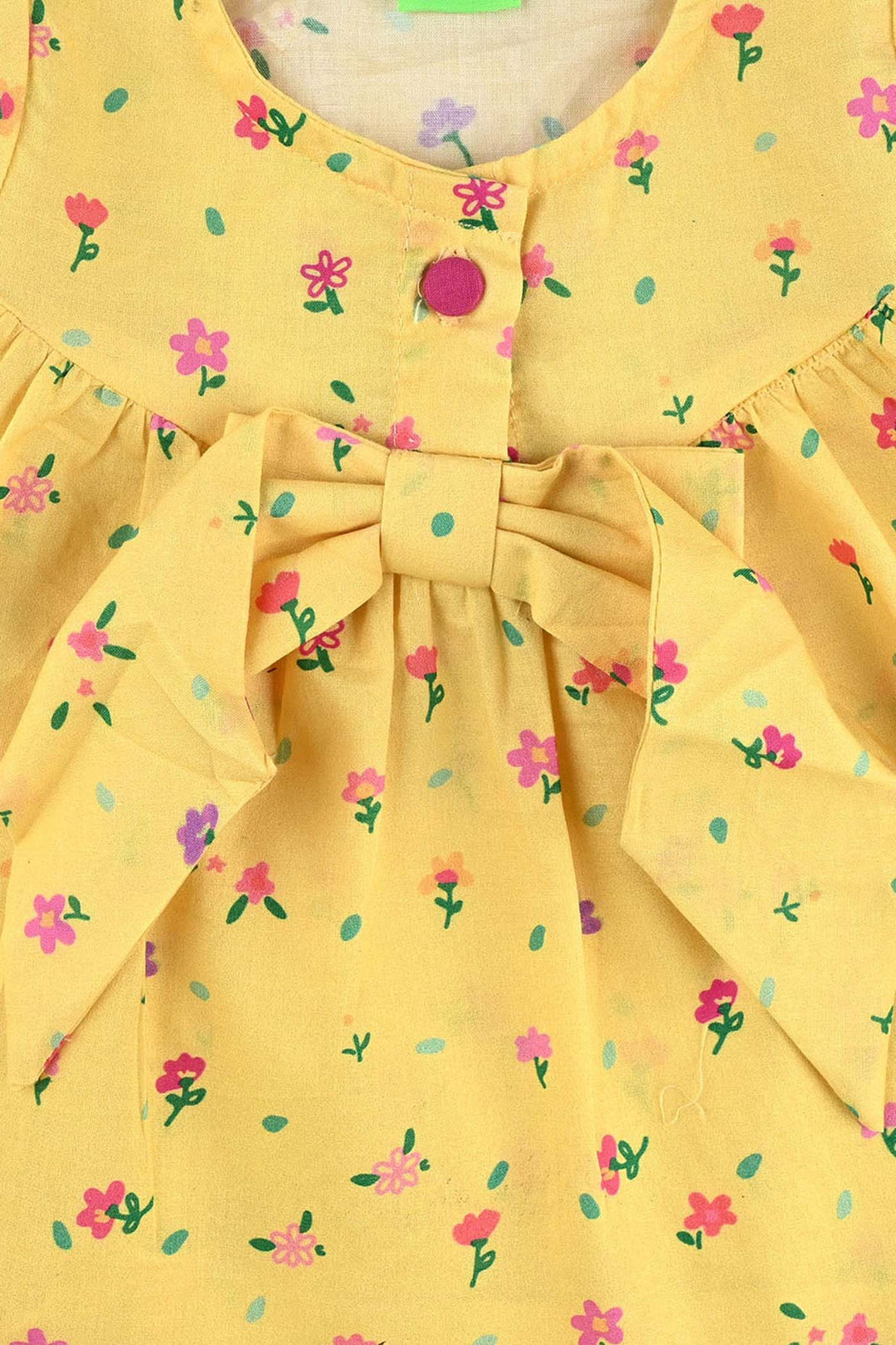 Infant Girls Cotton Poplin Casual Frock Yellow