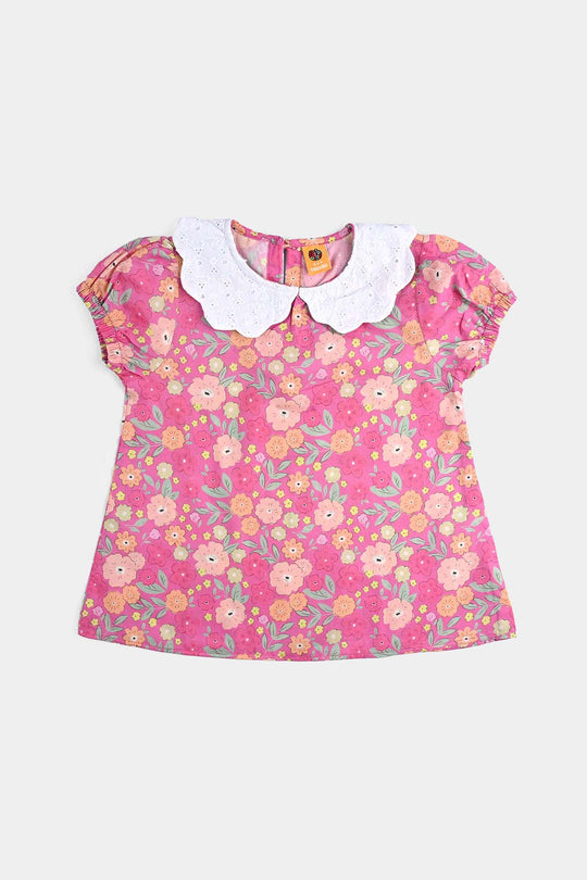 Girls Cotton Poplin Casual Top Candy-Pink