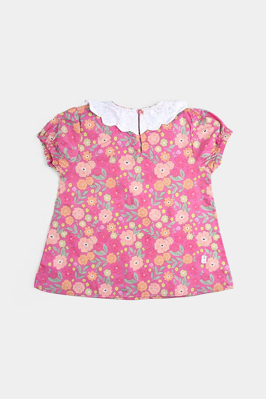 Girls Cotton Poplin Casual Top Candy-Pink