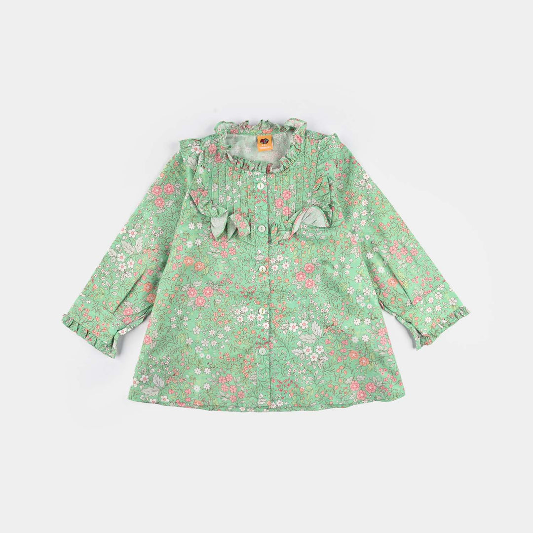 Girls Cotton Poplin Casual Top Minty-Multi