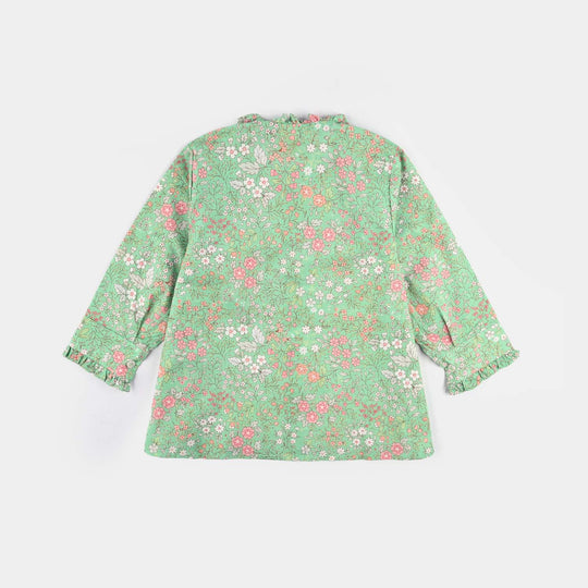 Girls Cotton Poplin Casual Top Minty-Multi