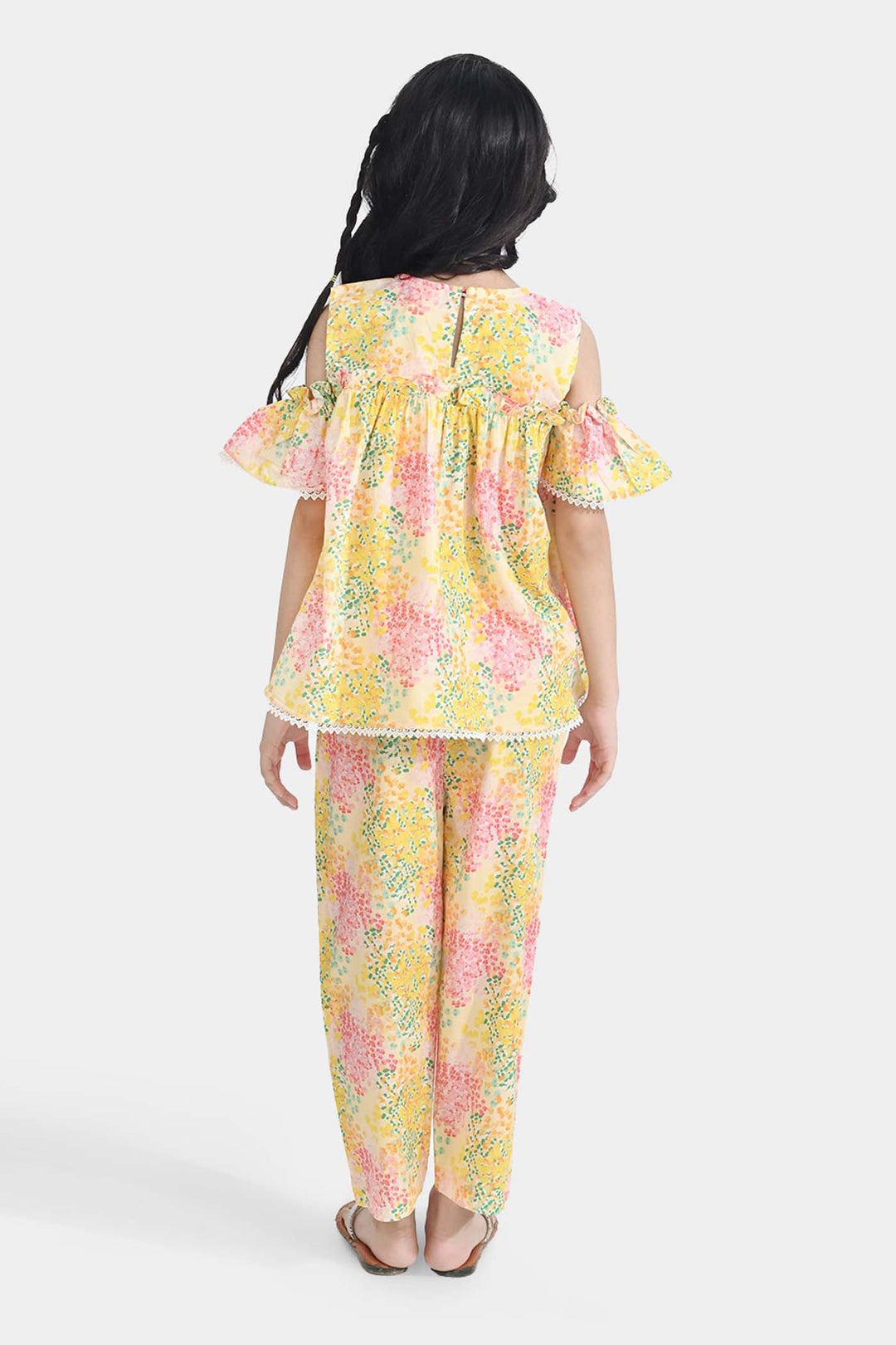 Girls Cotton Poplin Co-Ord Set Water Color-YELLOW