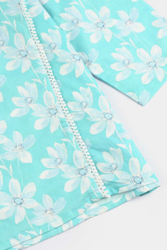 Girls Cotton Co-Ord Set Sky-Multi