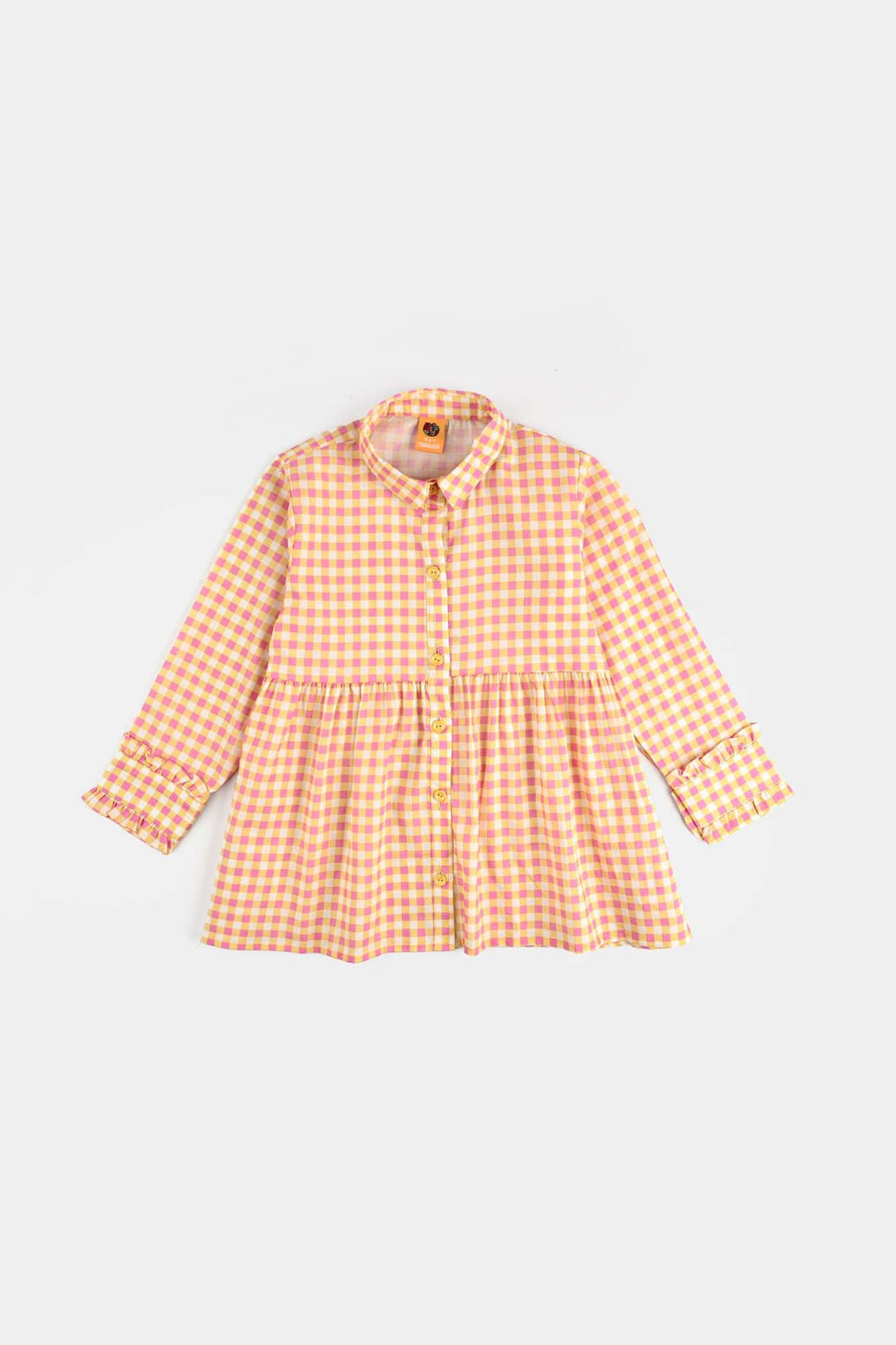 Girls Cotton Poplin Co-Ord Set Checks-YELLOW