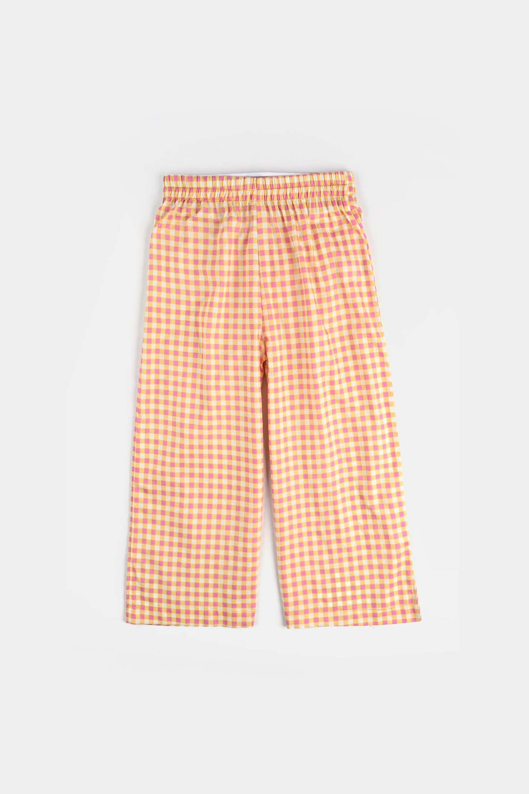 Girls Cotton Poplin Co-Ord Set Checks-YELLOW